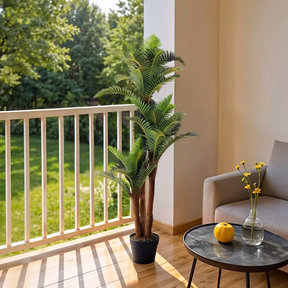 NESTLUNE Large Artificial Green Palm Tree Potted Plant – 3