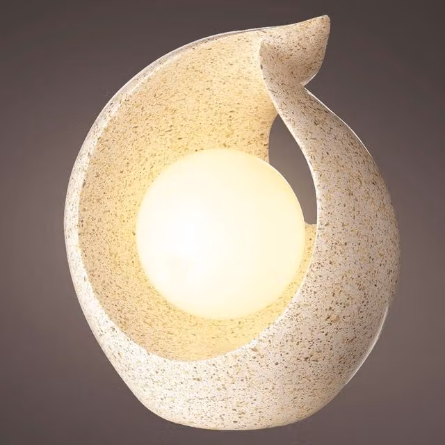 Lumineo Stone Garden Sculpture Solar Light with Warm White LED Globe, Beige, H 19 x W 13 x D 13 cm