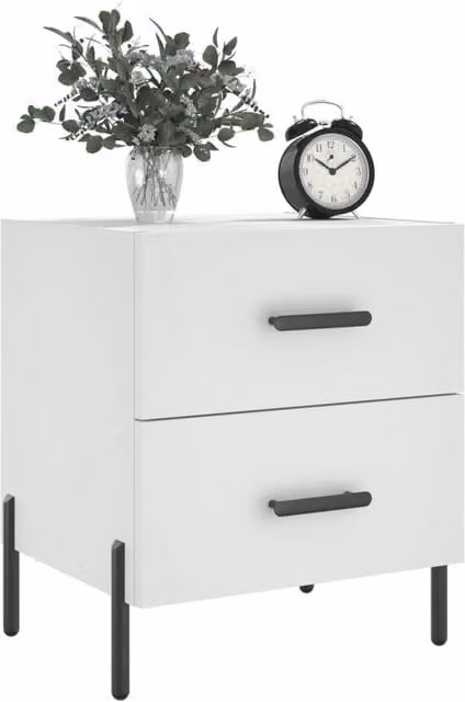 Berkfield Home Modern White Bedside Cabinet W/D/H: 40 x 35 x 47.5 cm – 1