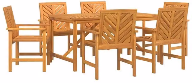 Berkfield Home 6 Piece Acacia Wood Garden Dining Set in Brown – 1