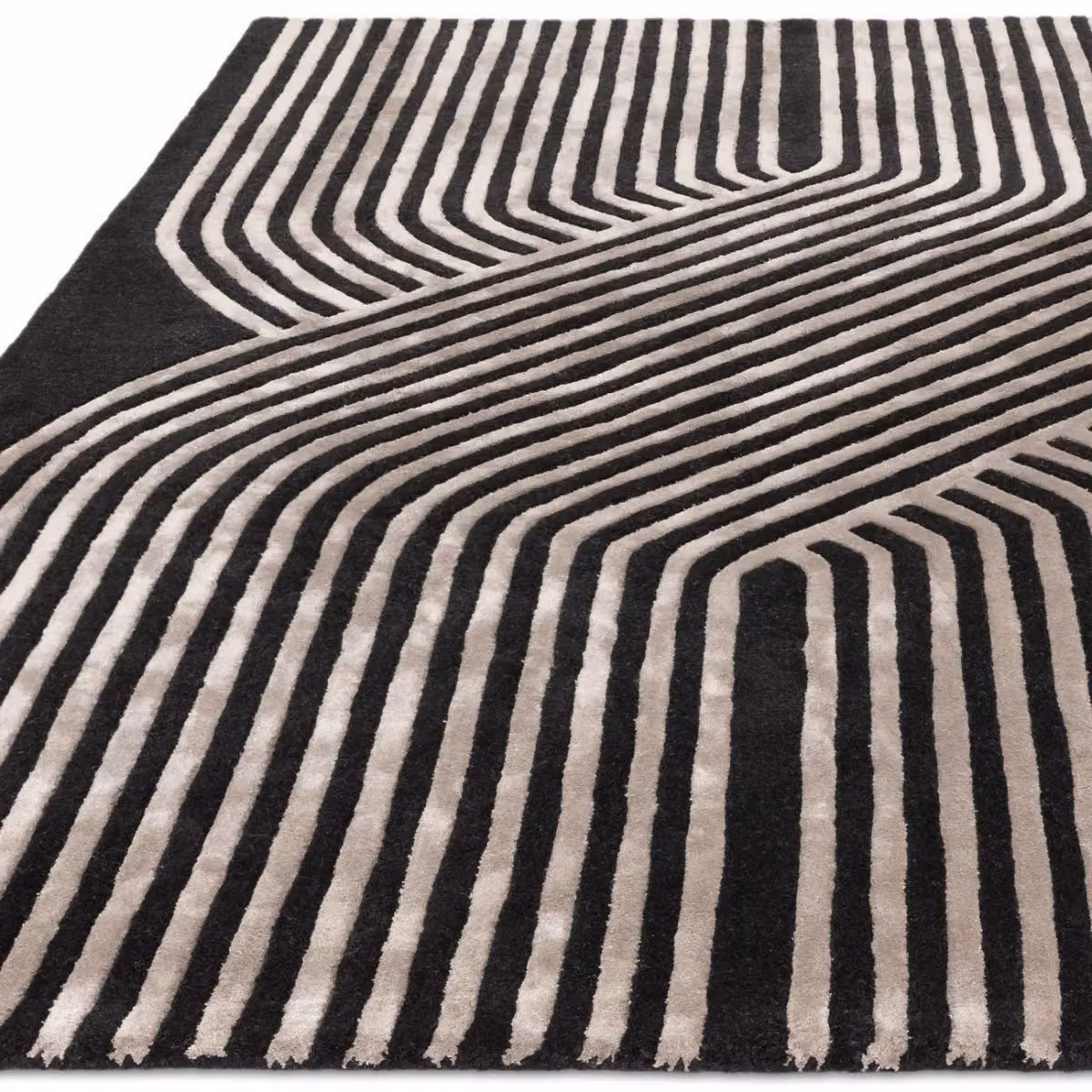 The Rug Shop UK Black Handmade Modern Striped Rectangular Area Rug, W: 200 cm, D: 300 cm – 4