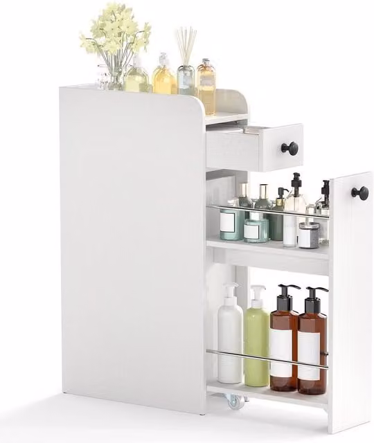 Kelvenix Compact Bathroom Floor Storage Cabinet in White – 1
