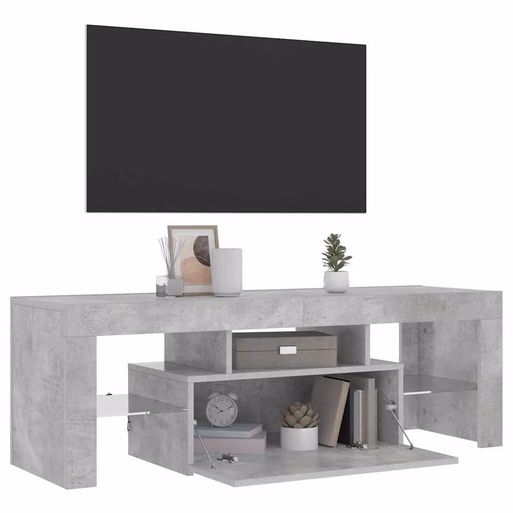 Berkfield Home Modern TV Cabinet with Integrated LED Lights in Concrete Grey, W/D/H: 120 x 35 x 40 cm – 4