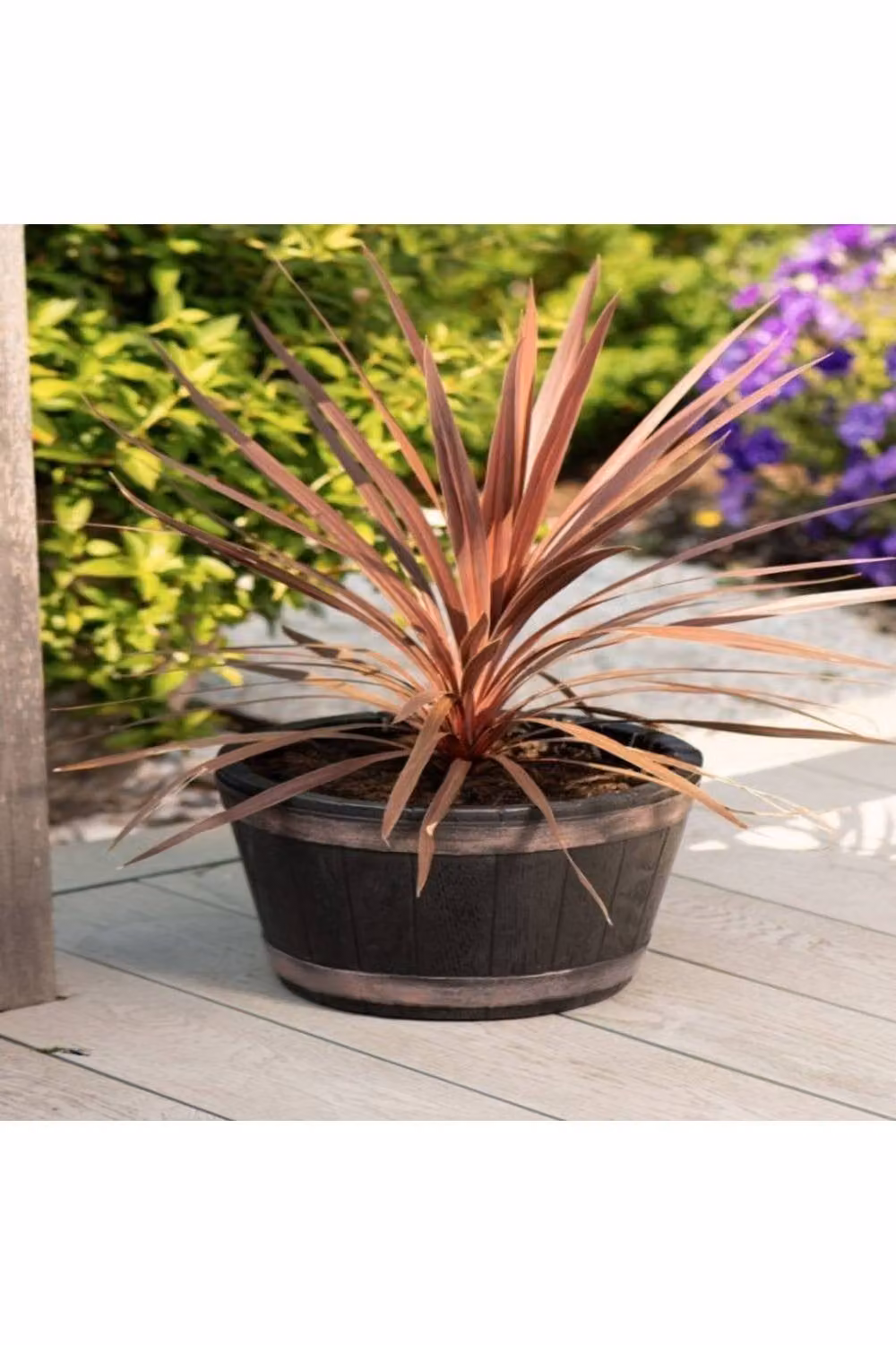 KDMD Black Oakwood Barrel Planter Tub, Diameter: 34 cm – 2