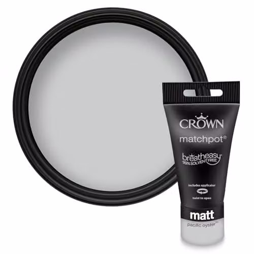 Crown Walls & Ceilings Grey Matt Water Based Paint Tester Pot 40ml – 1