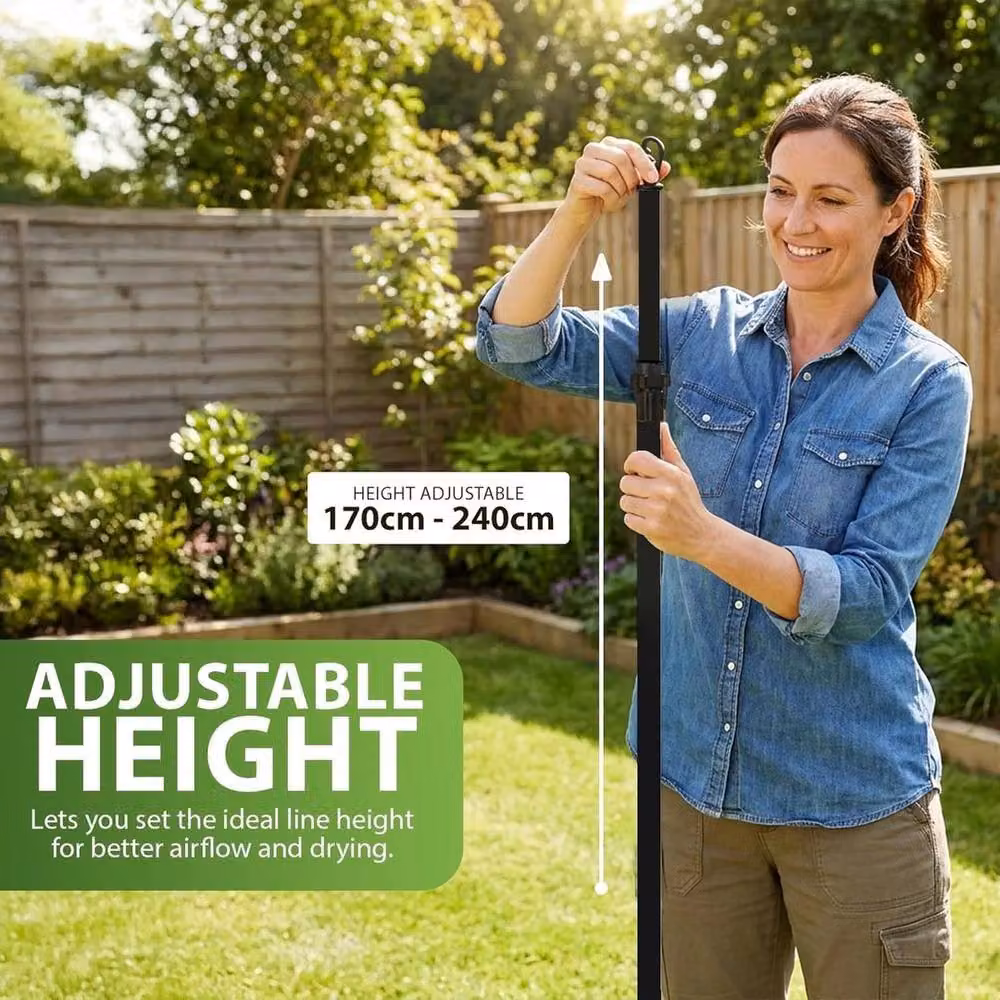 NESTLUNE Black 2.4m Telescopic Washing Prop Pole, 2 Pack – 4
