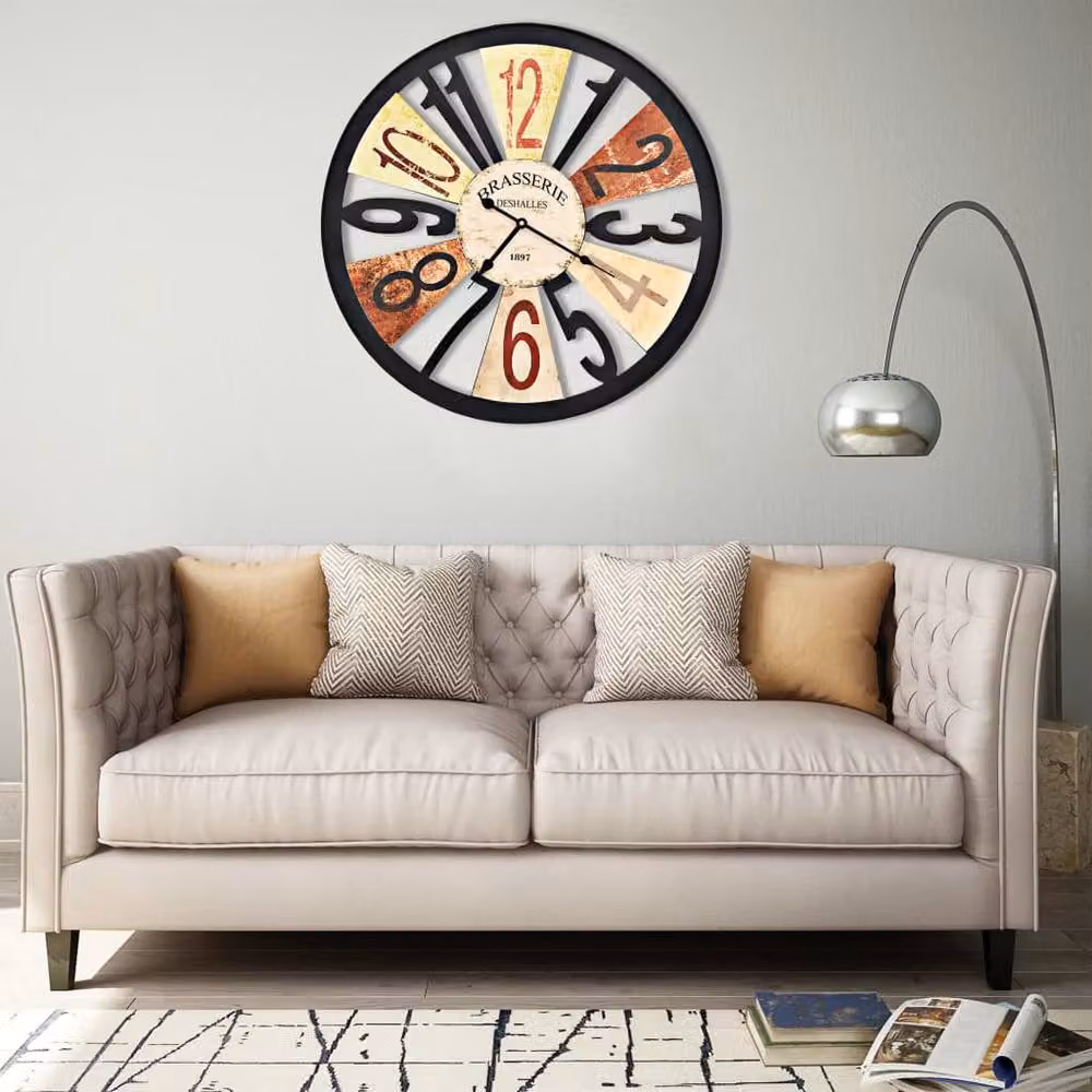 Berkfield Home Round Metal Wall Clock in Multicolour, Diameter: 60 cm – 2