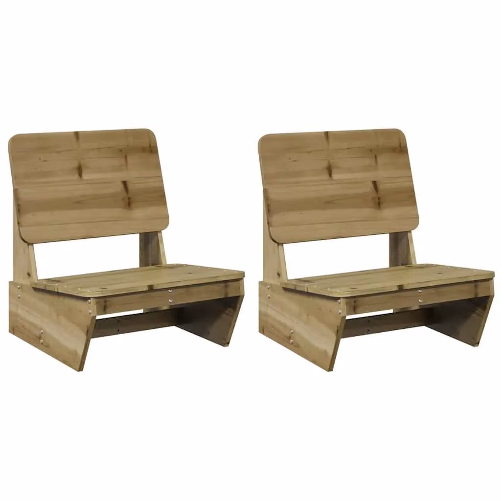 Berkfield Home Set of 2 Rustic Brown Impregnated Pine Garden Chairs, W/D/H: 60 x 64 x 70.5 cm – 2