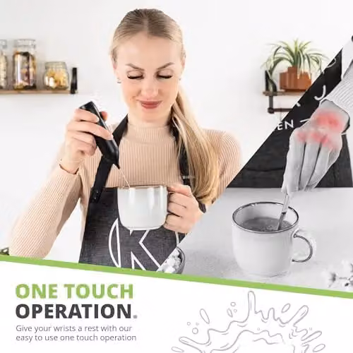 Oliver's Kitchen Handheld Rechargeable USB-C Milk Frother in Black – 6