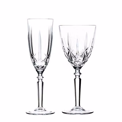 RCR Crystal Orchestra 12 Piece Set of Red and White Wine Glasses and Champagne Flutes, Transparent, 290 ml and 200 ml
