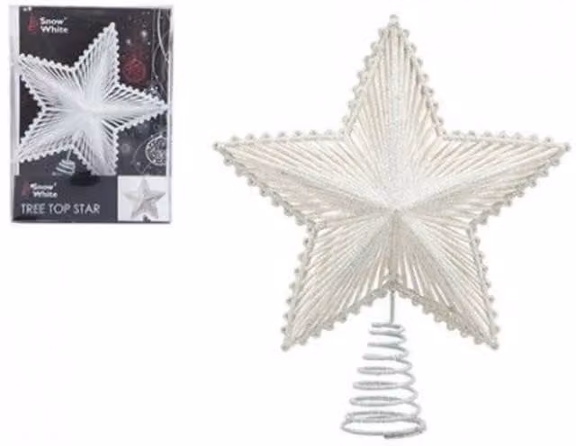 KDMD 2 Pack Luxury White Christmas Tree Top Stars, 20 cm