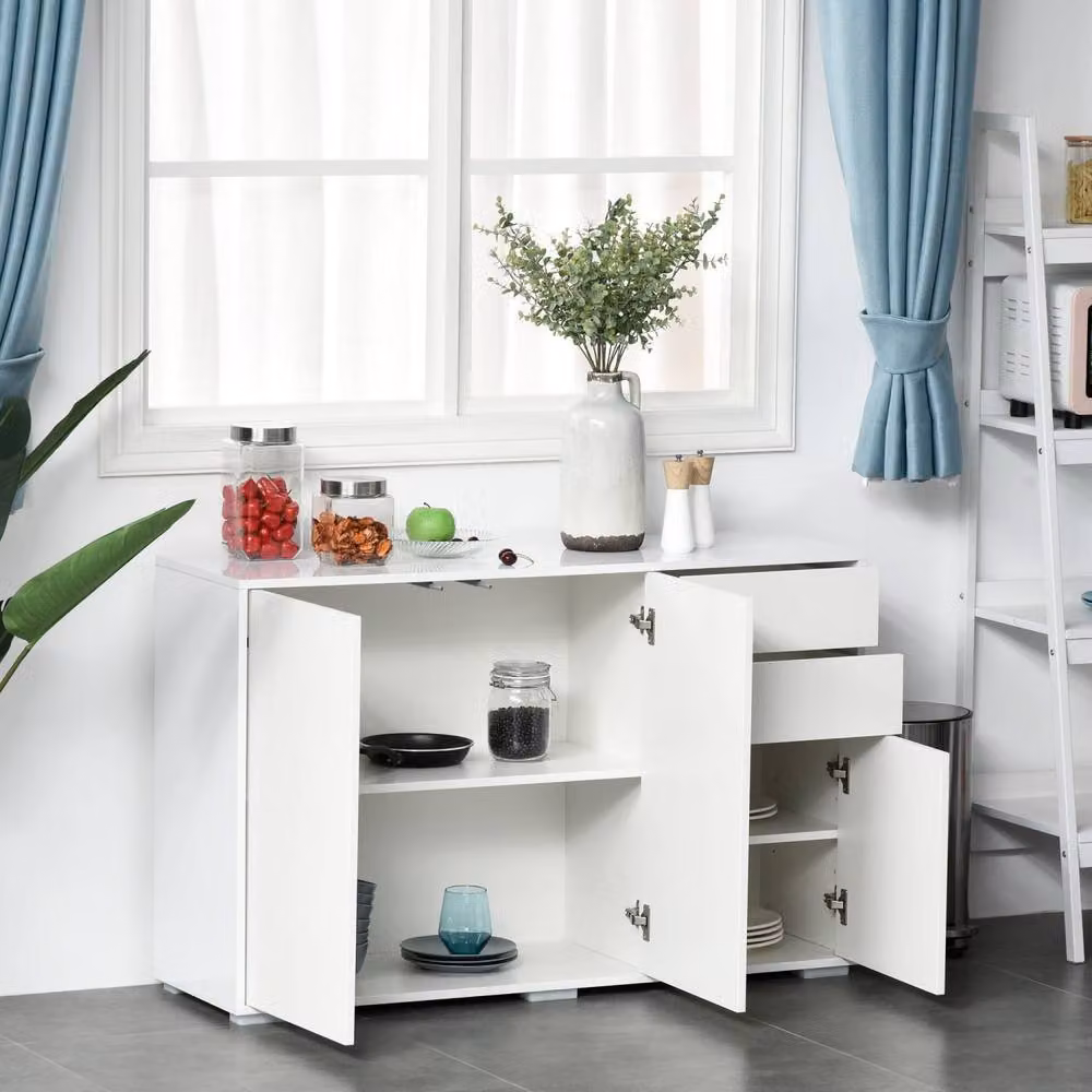 Wyld Haus Talu High Gloss White Sideboard with 2 Drawers and 2 Cupboards, W/D/H: 117 x 36 x 74 cm – 3
