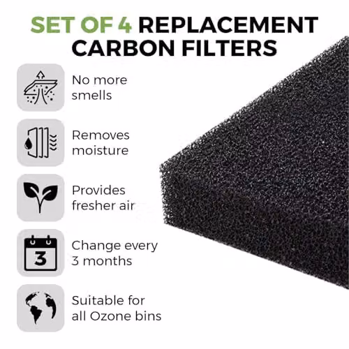 Tower Ozone Replacement Carbon Filters for Ozone Bins, Set of 4, Black – 2
