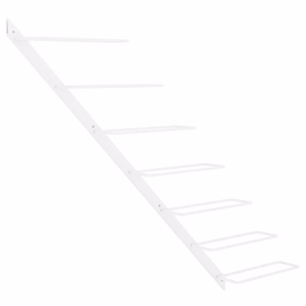 Berkfield Home Wall-mounted Metal Wine Rack in White for 7 Bottles – 2