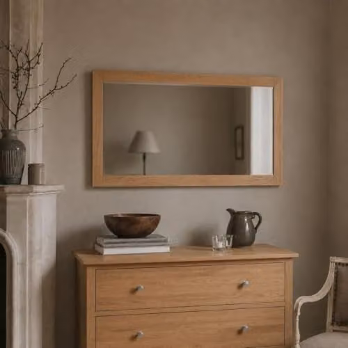 Statement Furniture Edward Hopper Rectangular Wall Mirror with Wooden Frame and Bevelled Glass, W: 140 cm, H: 70 cm, Brown