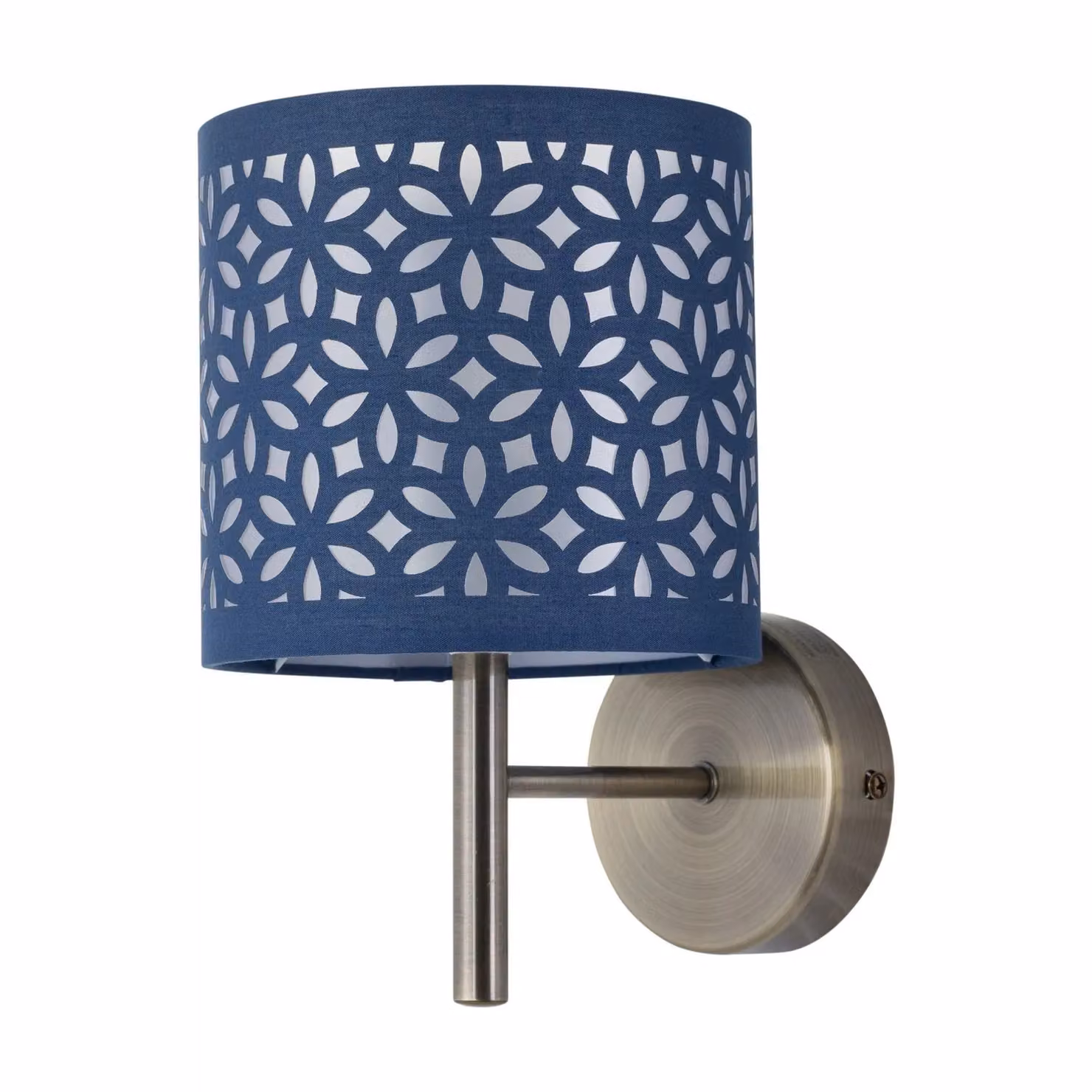 First Choice Lighting Brea Set of 2 Antique Brass Wall Lights with Blue Fabric Shades – 2