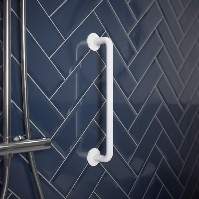Rothley Matt White Steel Grab Rail, Length: 45.7 cm