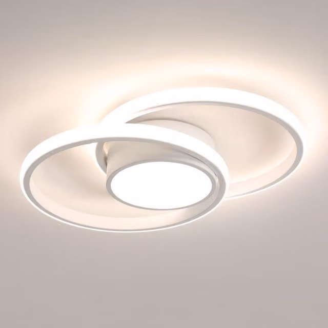 Pheashine Modern 42W Double-Circle LED Ceiling Light in White with 4500K Neutral White Light