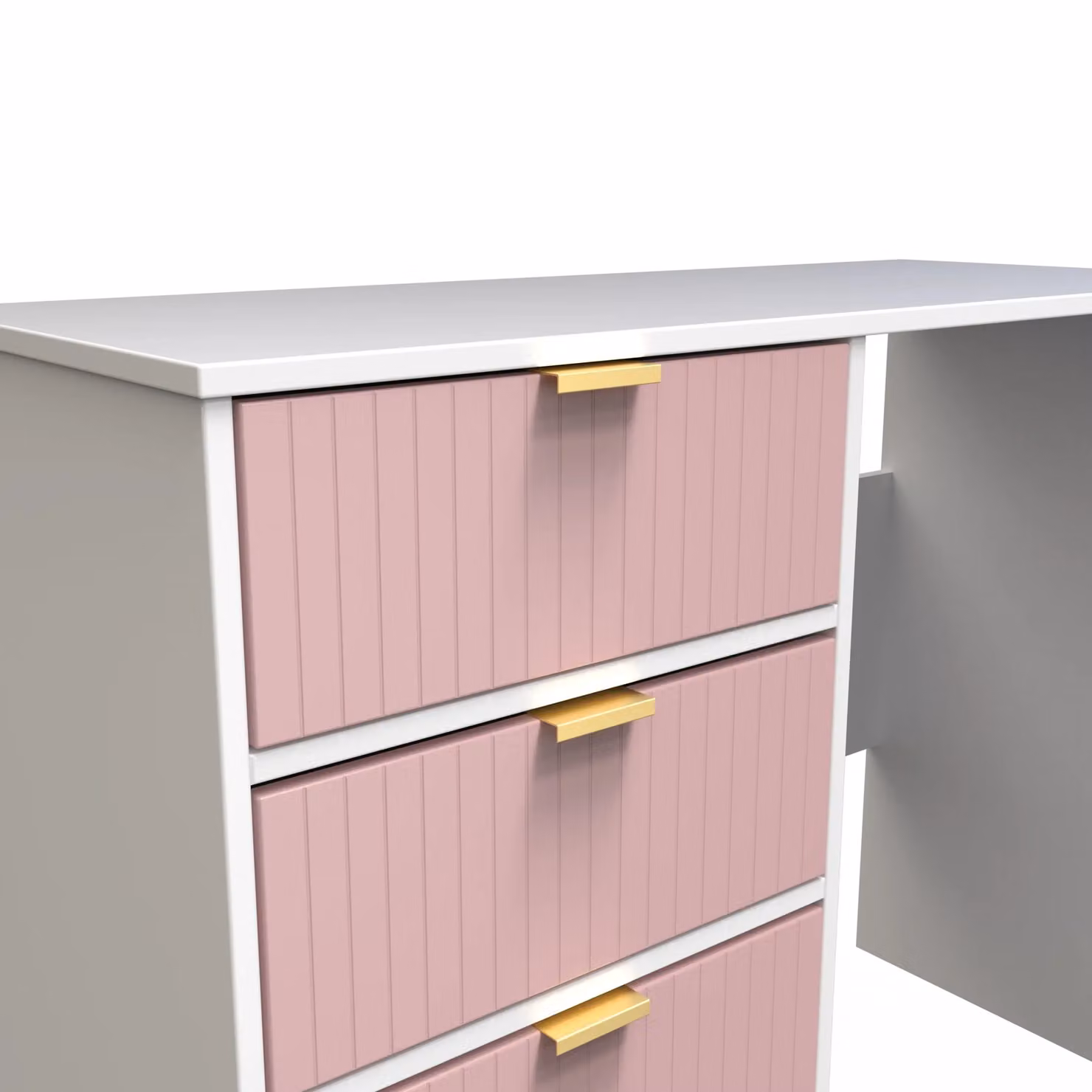Ready Assembled 2 U Bexley 4 Drawer Vanity in Pink and Gold – 2