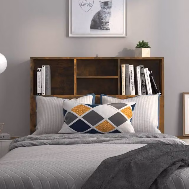 Berkfield Home Modern Headboard Cabinet in Smoked Oak Brown, W/D/H: 100 x 19 x 103.5 cm