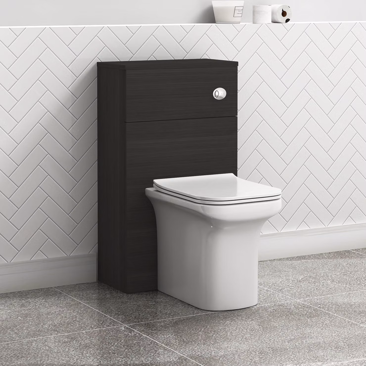 Royal Bathrooms Turin 500mm Wall Mounted WC Unit with White Rimless Ceramic Toilet and Soft Close Seat