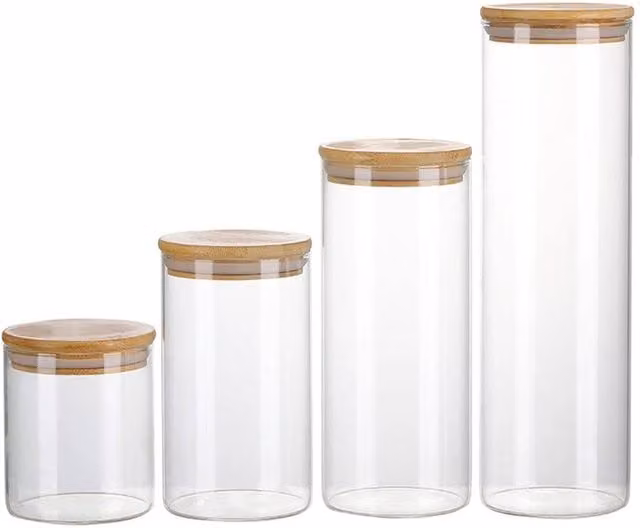NESTLUNE Set of 4 Glass Dry Food Storage Canisters for Pasta and Spaghetti, Transparent, H 100 cm x W 15 cm – 1