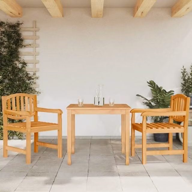 Berkfield Home Rustic Teak Garden Chairs, 2 Pack, Brown, W/D/H: 58 x 59 x 88 cm