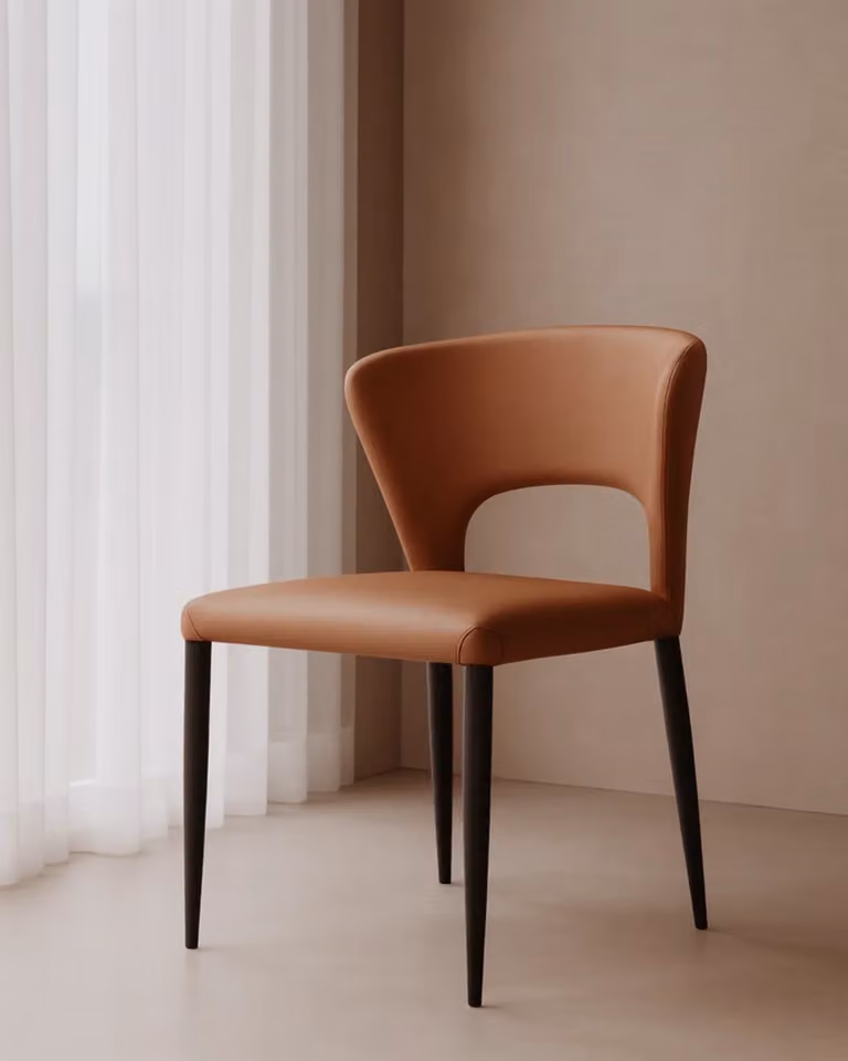 Tommy Franks Mid-Century Synthetic Leather Dining Chairs, Set of 2, Brown, H 79.5 x W 60 cm x D 54 cm