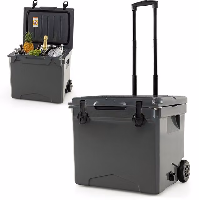 COSTWAY Portable Hard Rotomoulded Plastic Cooler, Grey