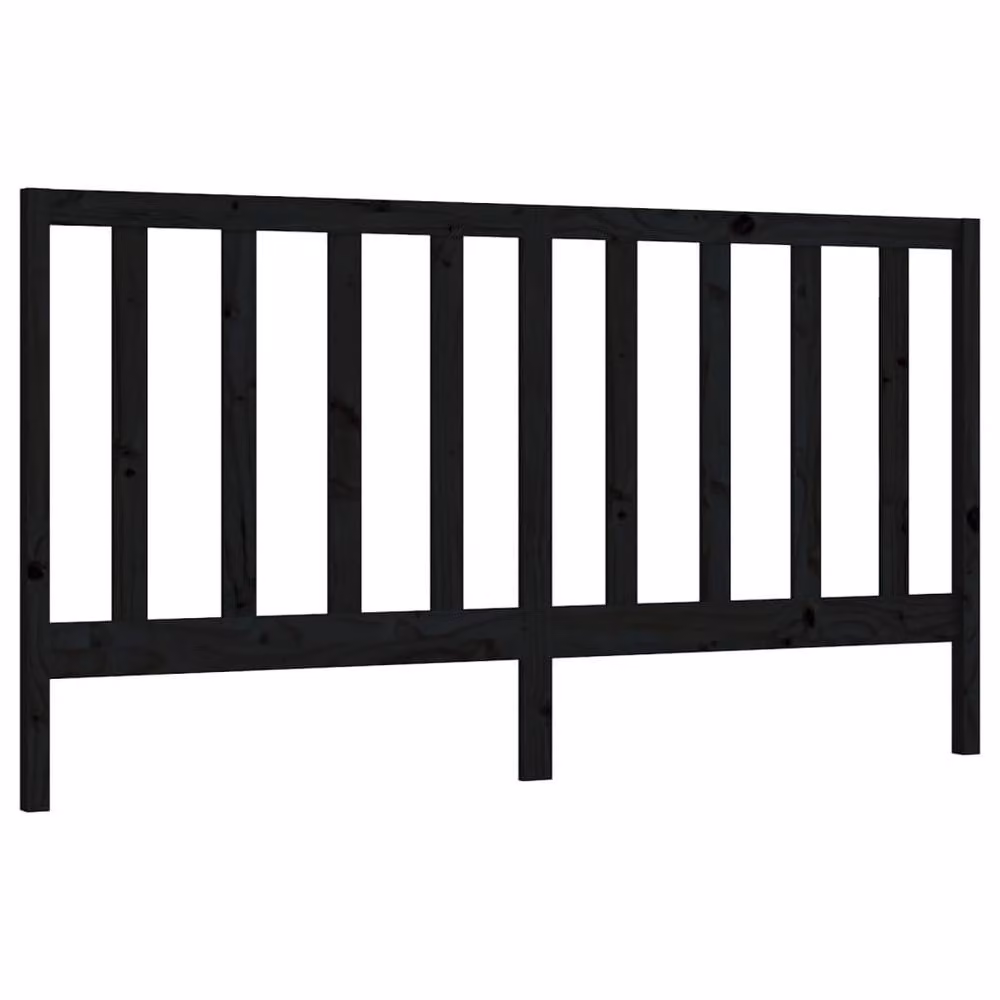 Berkfield Home Beautiful Black Solid Pine Wood Bed Headboard W: 186 cm, D: 4 cm, H: 100 cm – 2
