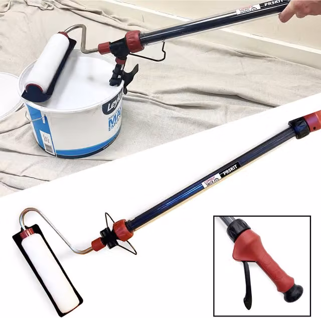 Lumberjack Red Long Reach Extendable Syringe Paint Roller with Lint Free Loss Free Bristles