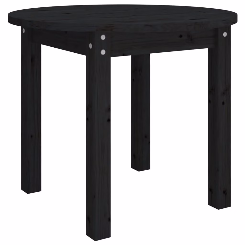 Berkfield Home Round Black Solid Pine Coffee Table, W/D/H: 55 x 55 x 45 cm – 2