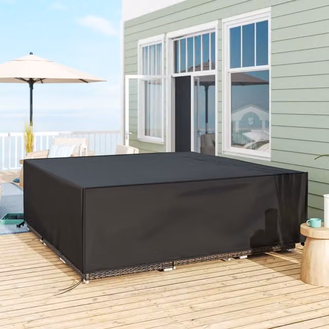 Outsunny Square Outdoor Furniture Cover in Black Oxford Cloth with PVC Coating