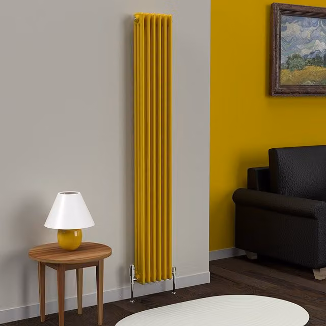 Lux Heat Vertical Coloured Column Radiator in Sunflower Yellow, H 180 cm x W 29 cm