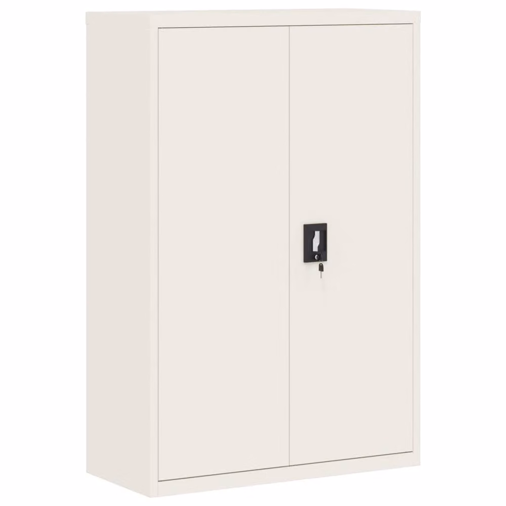 Berkfield Home White Steel File Cabinet with Hinged Doors and Adjustable Shelves, W/D/H: 90 x 40 x 180 cm