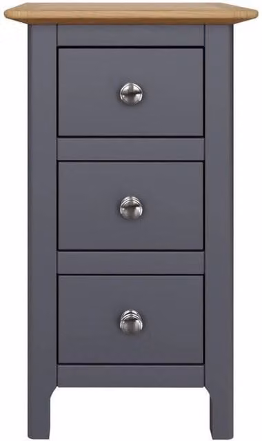 KORVIXA Oak Veneer 3 Drawer Bedside Table in Grey and Blue, W/D/H: 100 x 100 x 100 cm – 1