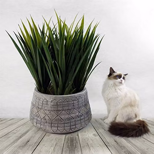 Leaf Large Grey Embossed Composite Planter W/D/H: 39.0 x 22.0 x 39.0 cm – 6