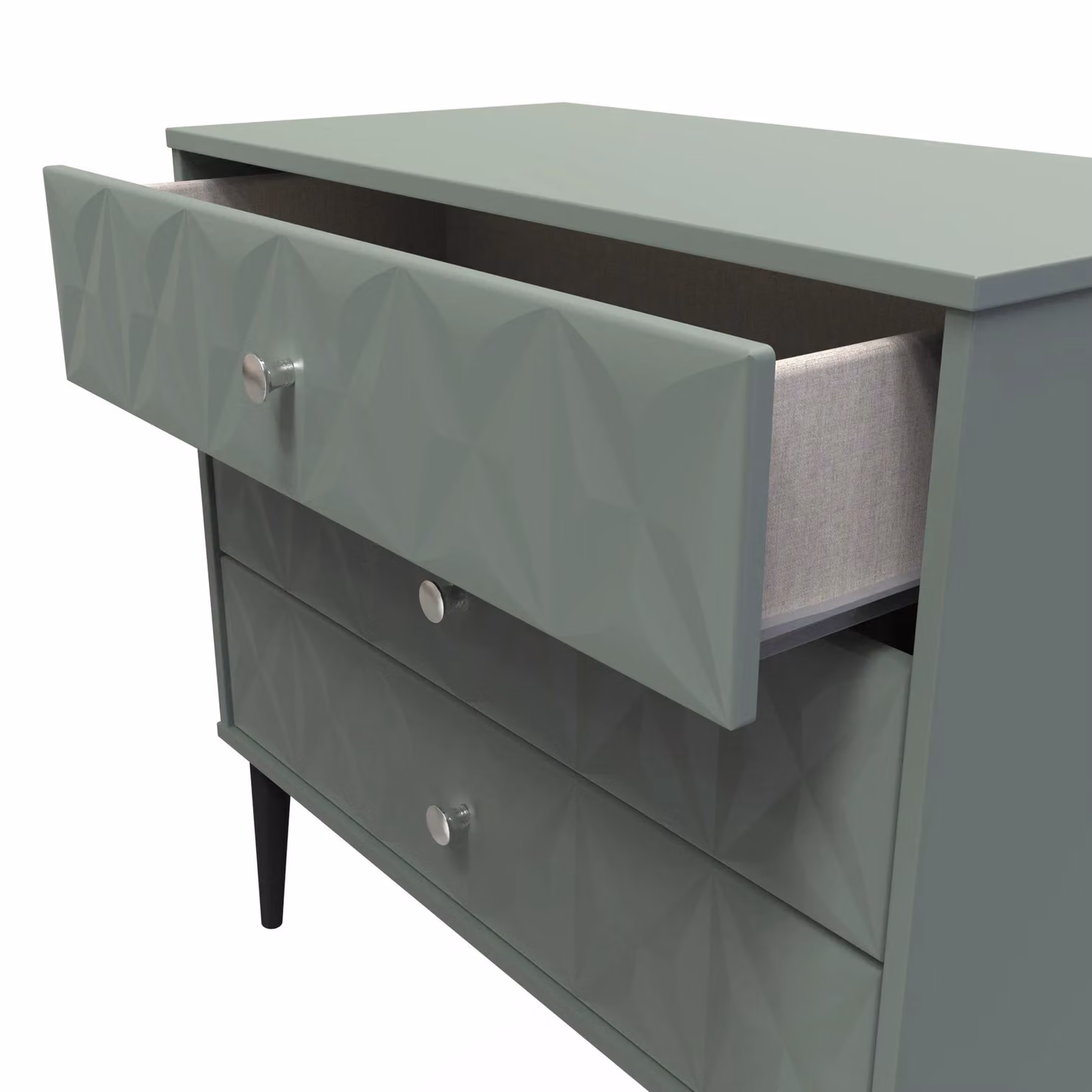 2 U Toledo 3 Drawer Chest in Pale Green and Black with Modern Geometric Metal Design – 3