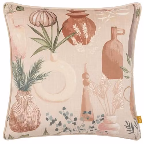 Riva Home Beige Velvet Square Cushion with Polyester Filling