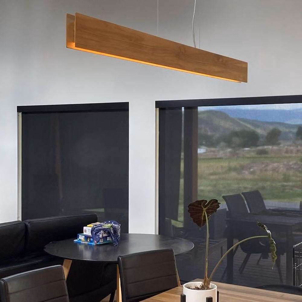 Netlighting Clean Bar LED Pendant Ceiling Light in Brown Teak Wood – 3