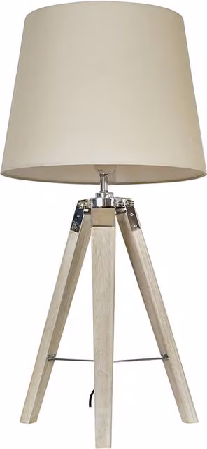 ValueLights Clipper Tripod Table Lamp in Brown with Beige Fabric Shade, H 70 cm x W 35 cm
