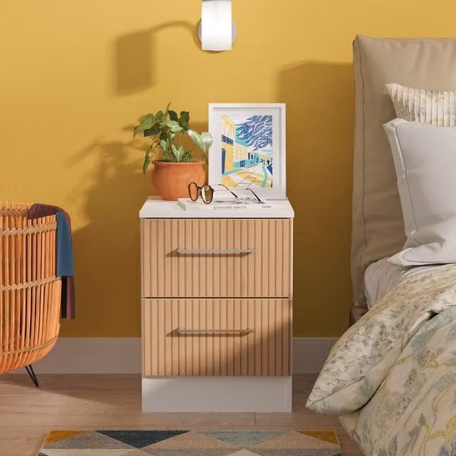 Ready Assembled 2 U Gloucester 2 Drawer Bedside Cabinet in White – 1