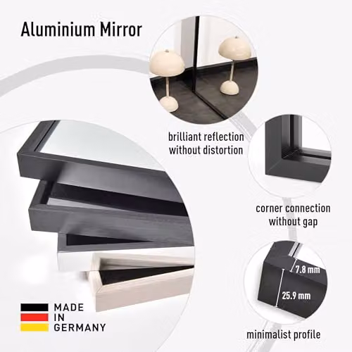 Nielsen Design Alpha Rectangular Wall Mirror in Black, W: 50 cm, H: 70 cm – 2