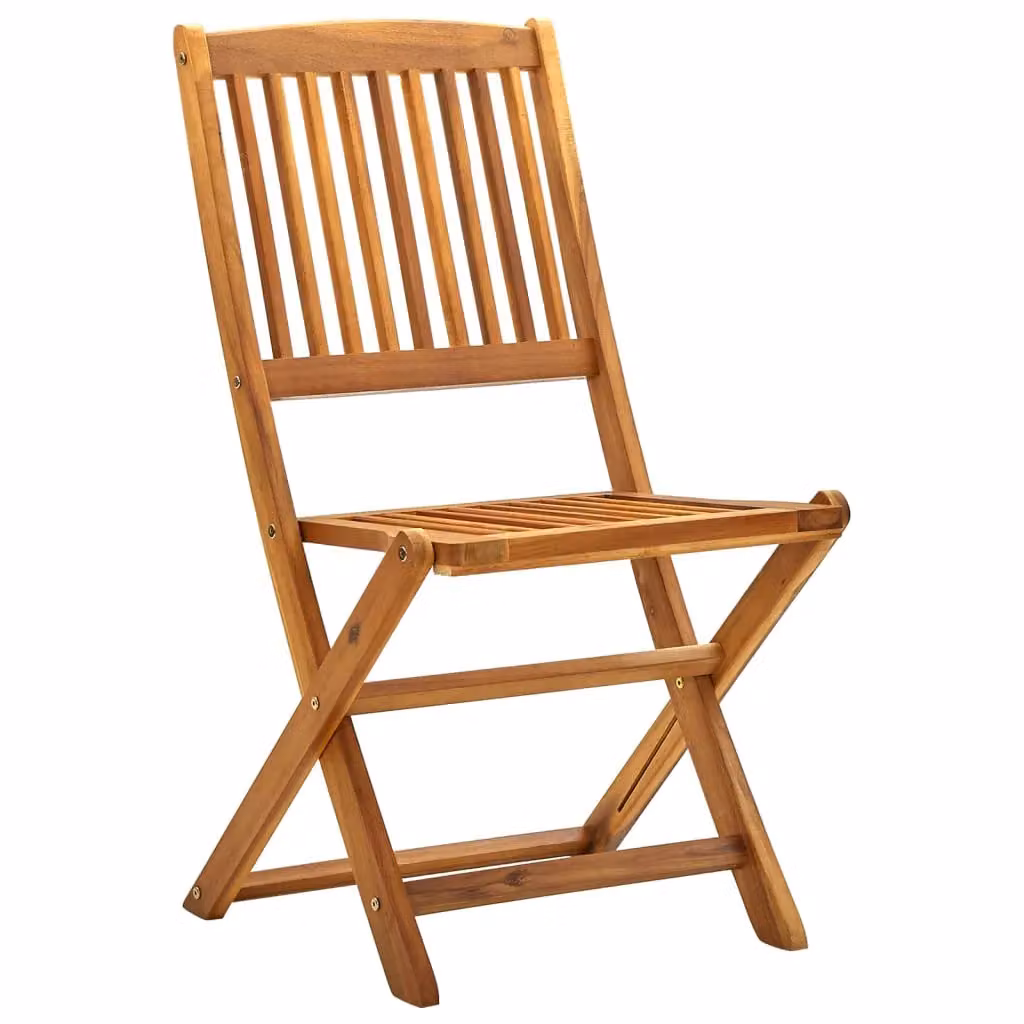 Berkfield Home Set of 2 Folding Outdoor Chairs in Brown Solid Oiled Acacia Wood – 2