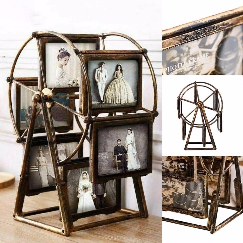 FORGEVIO Rotating Ferris Wheel Multi Photo Frame in Antique Bronze Brown – 2