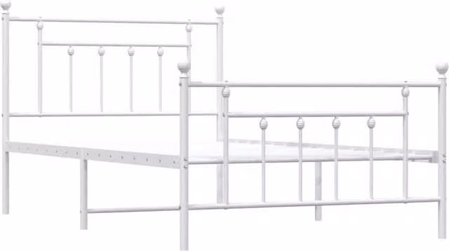 Berkfield Home Metal Bed Frame with Headboard and Footboard in White, W/D/H: 100 x 200 cm – 1