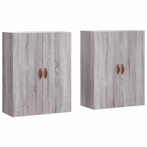 vidaXL Set of 2 Wall Mounted Cabinets in Grey Sonoma, W/D/H: 69.5 x 34 x 90 cm