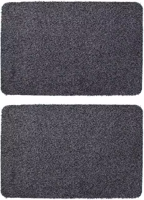 JVL Tanami Machine Washable Non-Slip Doormat Set of 2, Anthracite Grey, W: 50 cm, D: 75 cm – 1