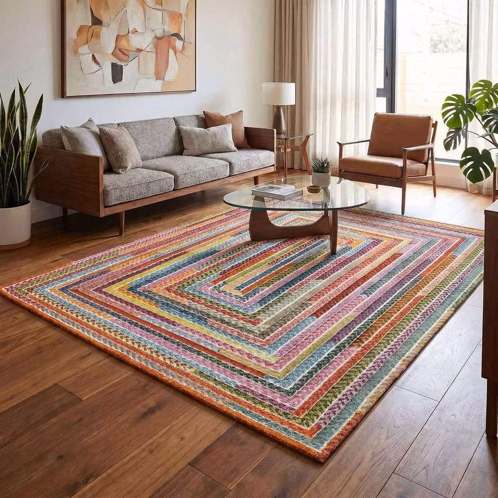 Desire Rugs Rainbow Modern Braided Multicolour Living Room Rug, W: 200 cm, D: 290 cm – 1