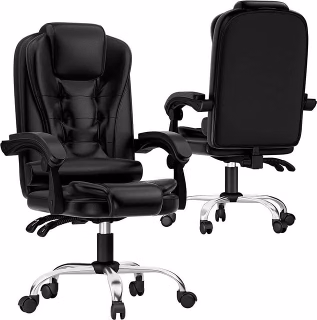 Gartistgo Executive High Back Ergonomic PU Leather Office Chair with Footrest and Headrest in Black – 1